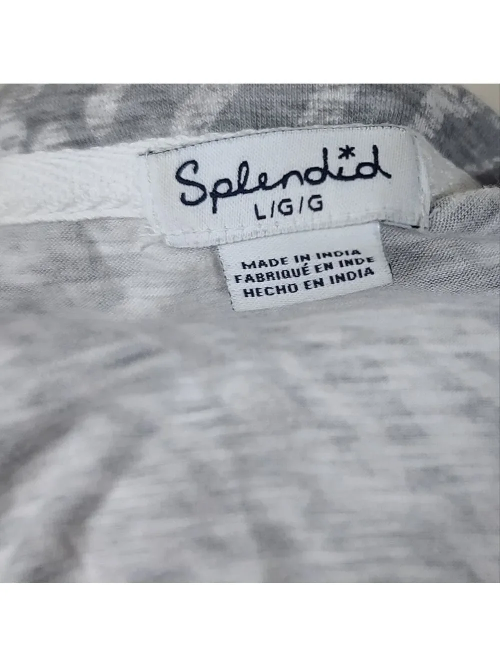 Splendid Gray Animal Zebra Print Pocket T Shirt L